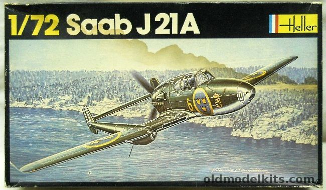 Heller 1/72 Saab J-21A Fighter, 261 plastic model kit